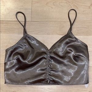 Free People Silver Satin Crop